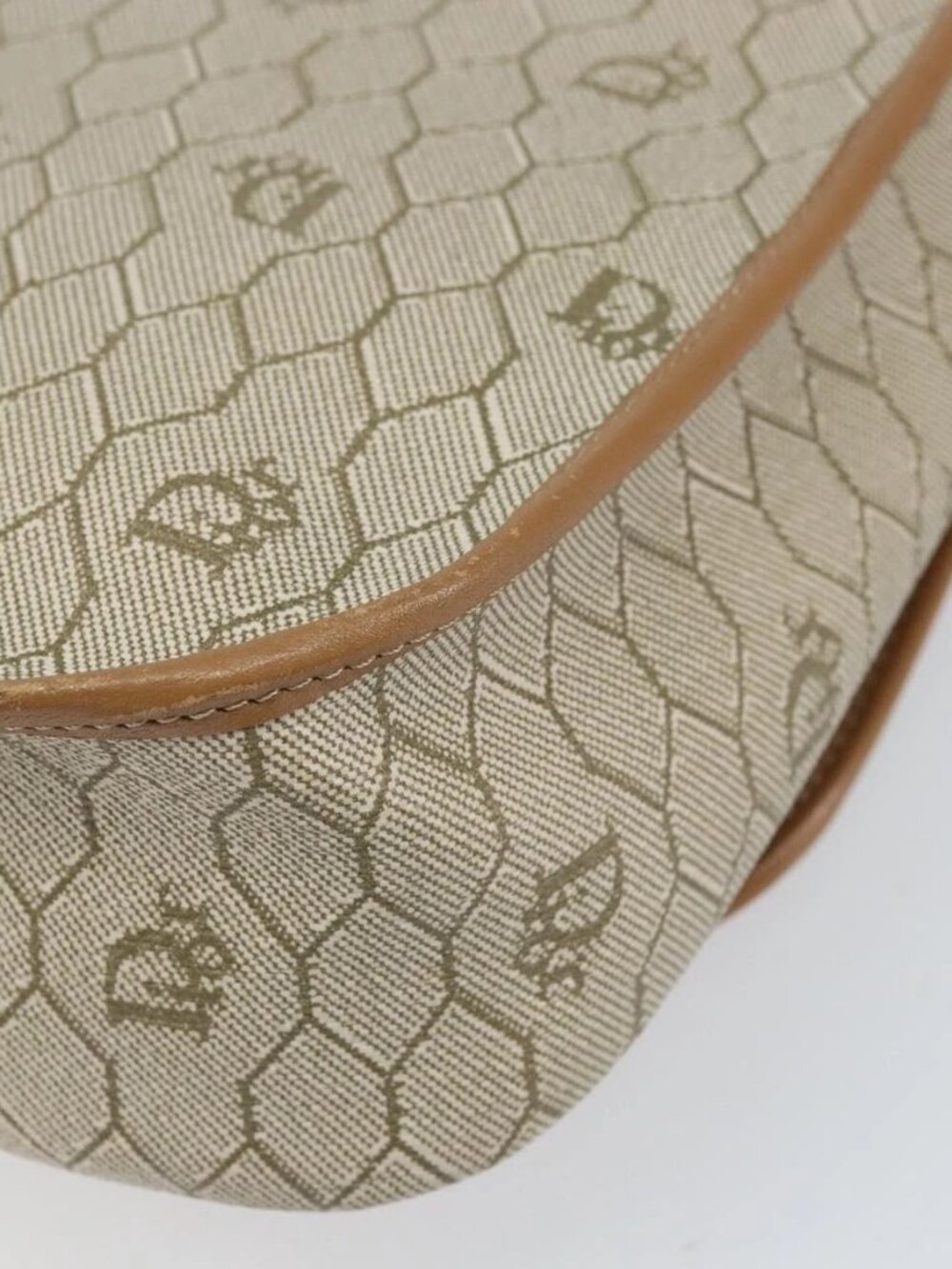 Christian Dior Honeycomb Canvas Shoulder Bag PVC Beige Gold Auth ka2352 - Picture 12 of 15
